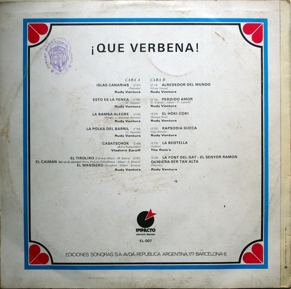 Cover zu Rudy Ventura, Vladimir Zaroff, The Roin's - ¡Que Verbena! | 1974 | Vinyl | Latin, Pop | Spain