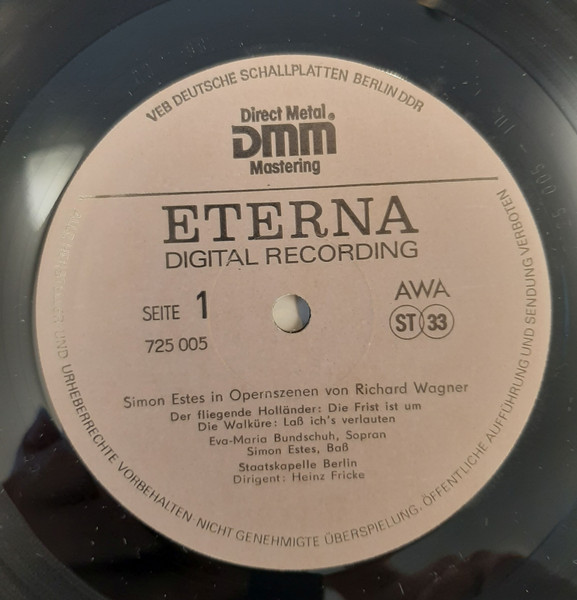 Cover zu Simon Estes, Richard Wagner, Staatskapelle Berlin, Heinz Fricke - In Opernszenen Von Richard Wagner | 1986 | Vinyl | Classical | German Democratic Republic (GDR)