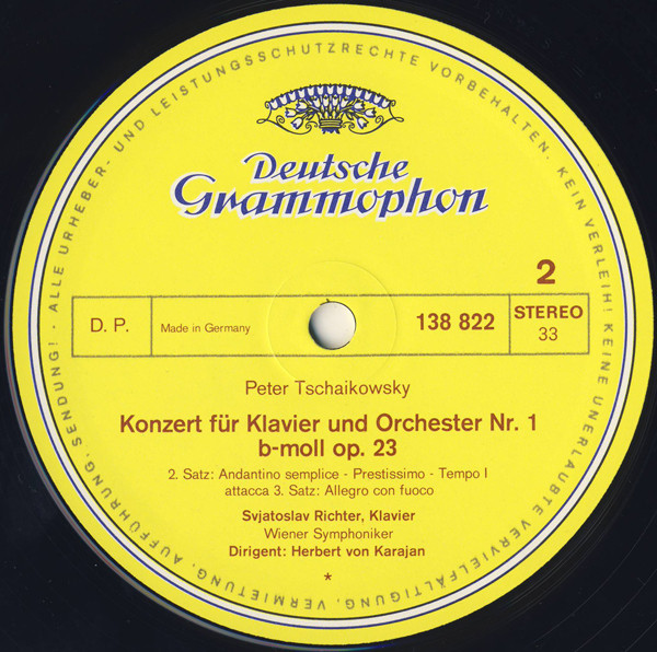 Cover zu Pyotr Ilyich Tchaikovsky - Sviatoslav Richter · Herbert von Karajan · Wiener Symphoniker - Klavierkonzert Nr.1 B-moll · Piano Concerto No. 1 In B Flat Minor | Vinyl | Classical | Germany
