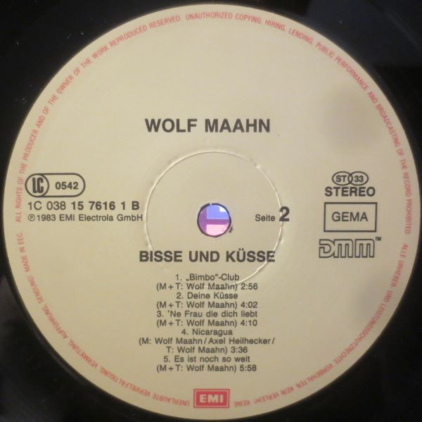 Cover zu Wolf Maahn & Die Deserteure - Bisse Und Küsse | 1983 | Vinyl | Rock, Pop | Germany Schallplatten Ankauf