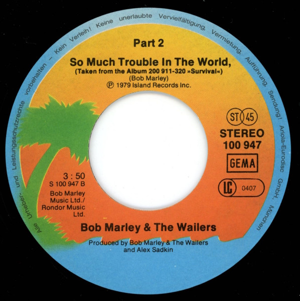 Cover zu Bob Marley & The Wailers - So Much Trouble In The World | 1979 | Vinyl | Reggae | Germany Schallplatten Ankauf