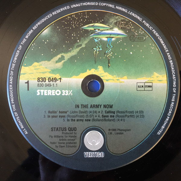 Cover zu Status Quo - In The Army Now | 1986 | Vinyl, LP, Album, Stereo | Rock | Europe