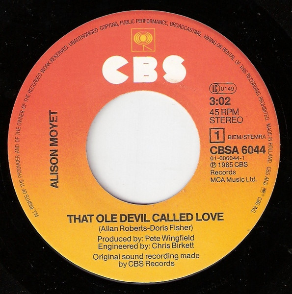 Cover zu Alison Moyet - That Ole Devil Called Love | 1985 | Vinyl | Jazz, Pop | Europe