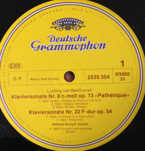 Cover zu Wilhelm Kempff - Ludwig van Beethoven - Klaviersonaten Nr.8 Pathétique / Nr.22 / Nr.23 Appassionata | Vinyl, LP, Album | Classical | Germany Schallplatten Ankauf