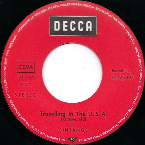 Cover zu Bintangs - Travelling In The U.S.A. / Hound Is On The Run | 1970 | Vinyl | Rock | Germany