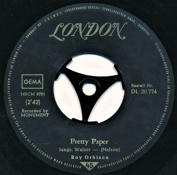 Cover zu Roy Orbison - Pretty Paper / Summer-Song | 1964 | Vinyl | Pop | Germany Schallplatten Ankauf