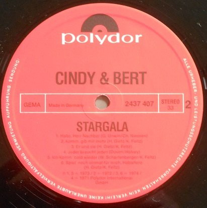 Cover zu Cindy & Bert - Stargala | Vinyl | Pop | Germany
