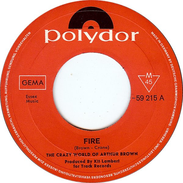 Cover zu The Crazy World Of Arthur Brown - Fire / Rest Cure | 1968 | Vinyl | Rock | Germany Schallplatten Ankauf