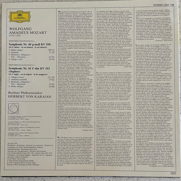 Cover zu Wolfgang Amadeus Mozart, Berliner Philharmoniker, Herbert von Karajan - Symphonien No. 40 • No. 41