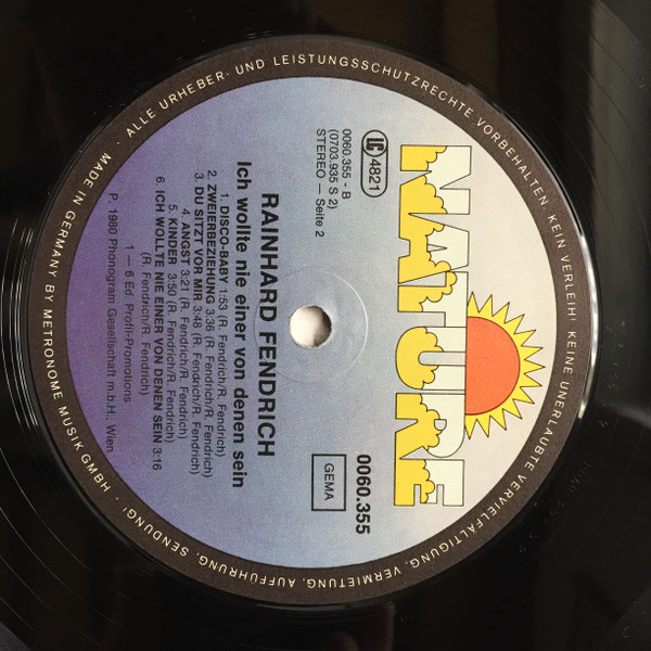 Cover zu Rainhard Fendrich - Ich Wollte Nie Einer Von Denen Sein | 1980 | Vinyl | Jazz, Rock, Funk / Soul, Pop | Germany