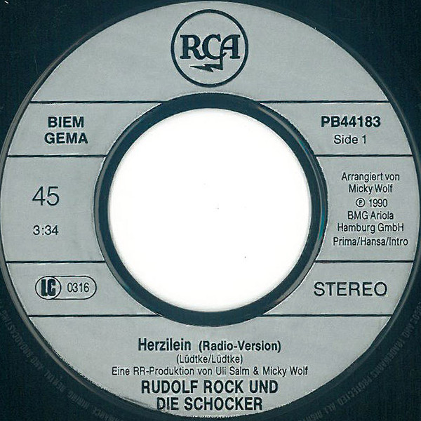 Cover zu Rudolf Rock & Die Schocker - Herzilein | 1990 | Vinyl, 7