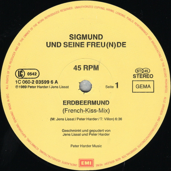 Cover zu Sigmund Und Seine Freunde - Erdbeermund | 1989 | Vinyl | Electronic | Germany