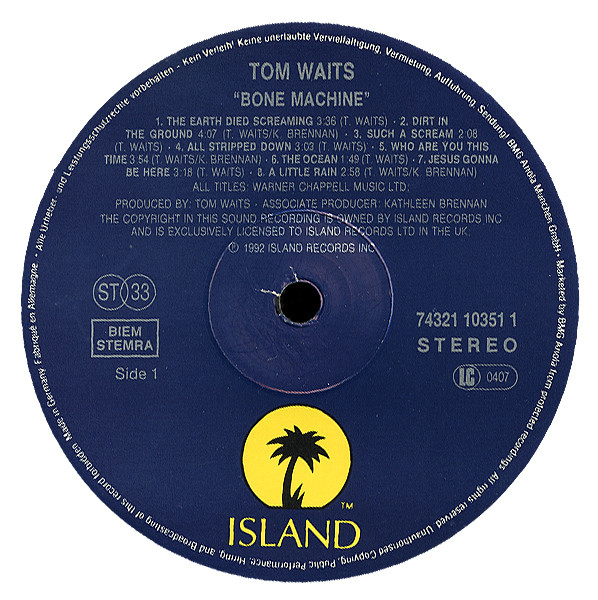 Cover zu Tom Waits - Bone Machine | 1992 | Vinyl | Rock | Europe