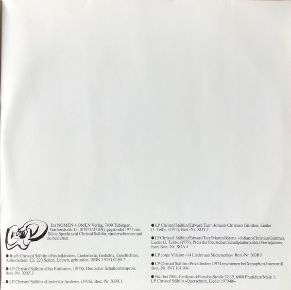 Cover zu Christof Stählin, Die Fanfare Der Poesie - Feuer, Wasser, Luft Und Erde - Ein Beitrag Zur Welt | 1981 | Vinyl | Jazz, Folk, World, & Country | Germany