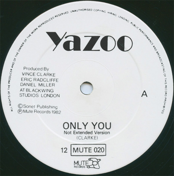 Cover zu Yazoo - Only You | 1982 | Vinyl, 12