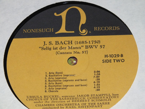 Cover zu Prof. Jakob Stämpfli, Ursula Buckel - Bach Cantata No.140, Cantata No.57 | Vinyl | Classical | US