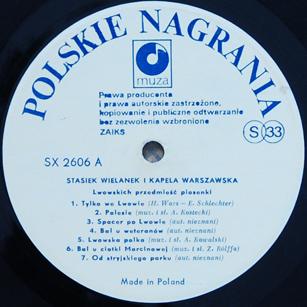 Cover zu Stanisław Wielanek & Kapela Warszawska - Lwowskich Przedmieść Piosenki - Lvov Suburb Songs | 1988 | Vinyl | Folk, World, & Country | Poland