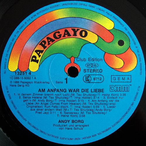 Cover zu Andy Borg - Am Anfang War Die Liebe | 1986 | Vinyl | Pop | Germany