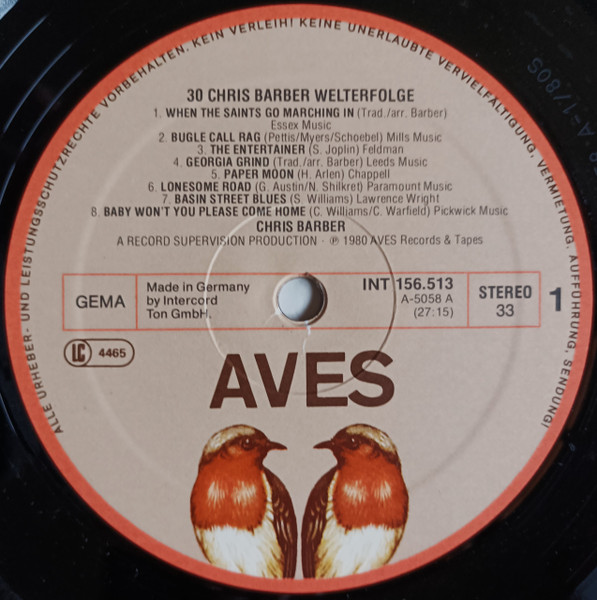 Cover zu Chris Barber - 30 Welterfolge | 1980 | Vinyl | Jazz | Germany