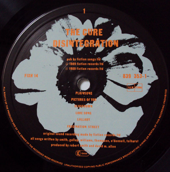 Cover zu The Cure - Disintegration | 1989 | Vinyl | Electronic, Rock | Europe