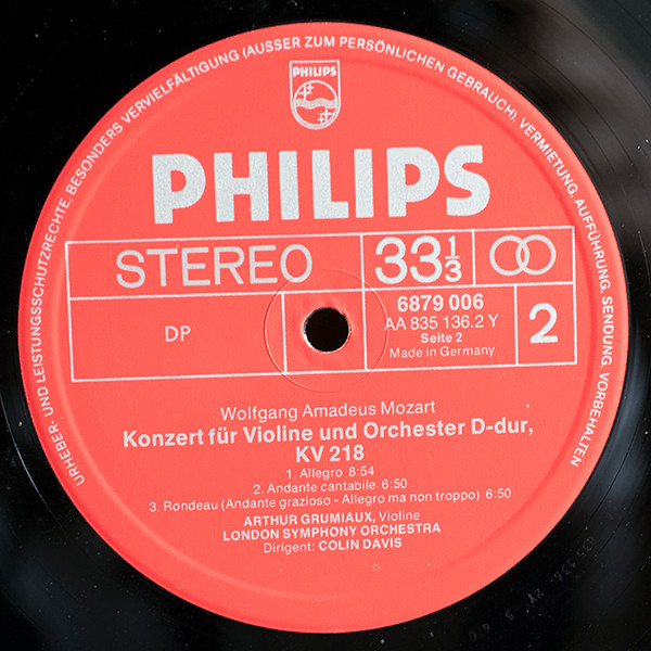 Cover zu Wolfgang Amadeus Mozart - Arthur Grumiaux, Arrigo Pelliccia, London Symphony Orchestra, Sir Colin Davis - 5 Violinkonzerte / Sinfonia Concertante Kv 364 | Vinyl | Classical | Germany