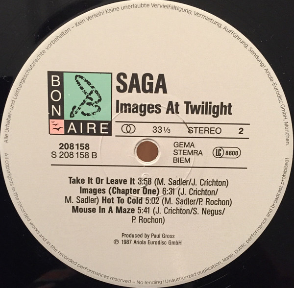 Cover zu Saga (3) - Images At Twilight | 1987 | Vinyl | Rock | Europe