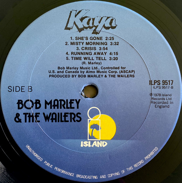 Cover zu Bob Marley & The Wailers - Kaya | 1978 | Vinyl, LP, Album | Reggae | US