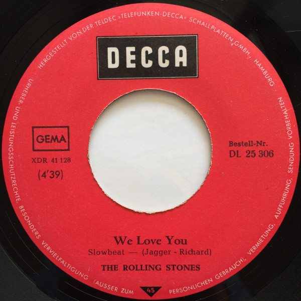 Cover zu The Rolling Stones - We Love You / Dandelion | 1967 | Vinyl, 7