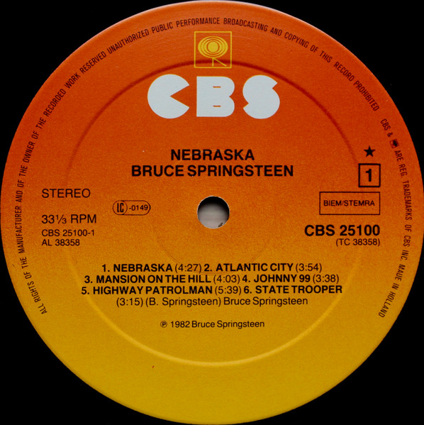 Cover zu Bruce Springsteen - Nebraska | 1982 | Vinyl | Rock, Folk, World, & Country | Europe Schallplatten Ankauf