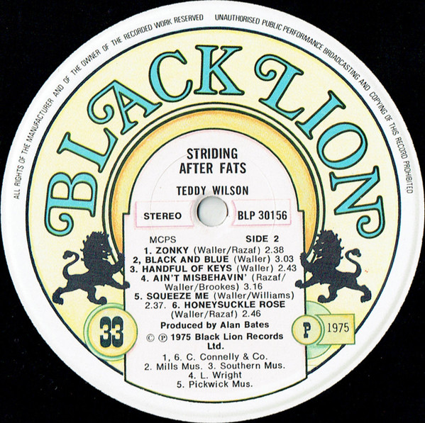 Cover zu Teddy Wilson - Striding After Fats | 1975 | Vinyl | Jazz, Blues | UK Schallplatten Ankauf