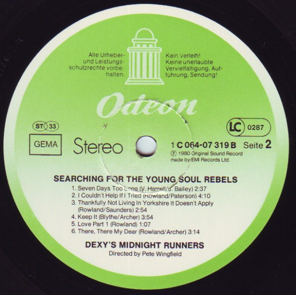 Cover zu Dexys Midnight Runners - Searching For The Young Soul Rebels | 1980 | Vinyl | Rock | Germany Schallplatten Ankauf
