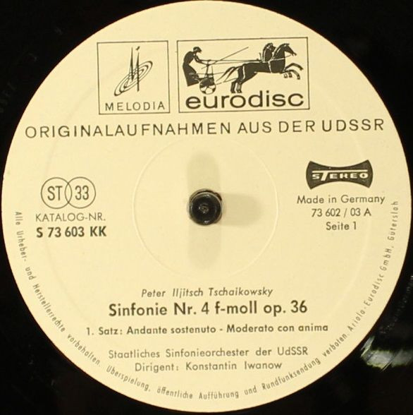 Cover zu Pyotr Ilyich Tchaikovsky - Russian State Symphony Orchestra, Konstantin Ivanov - Sinfonie Nr. 4 F-Moll Op.36 | Vinyl | Classical | Germany Schallplatten Ankauf