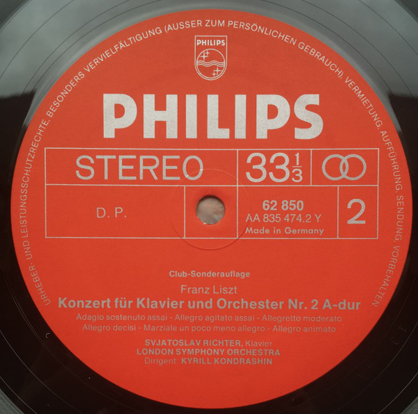 Cover zu Sviatoslav Richter - Franz Liszt, London Symphony Orchestra, Kiril Kondrashin - Klavierkonzerte Nr. 1+2 | Vinyl | Classical | Germany