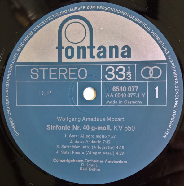 Cover zu Wolfgang Amadeus Mozart - Karl Böhm, Concertgebouworkest - Sinfonie Nr. 40 G-Moll KV 550 / Sinfonie Nr. 41 C-Dur »Jupiter« | Vinyl | Classical | Germany