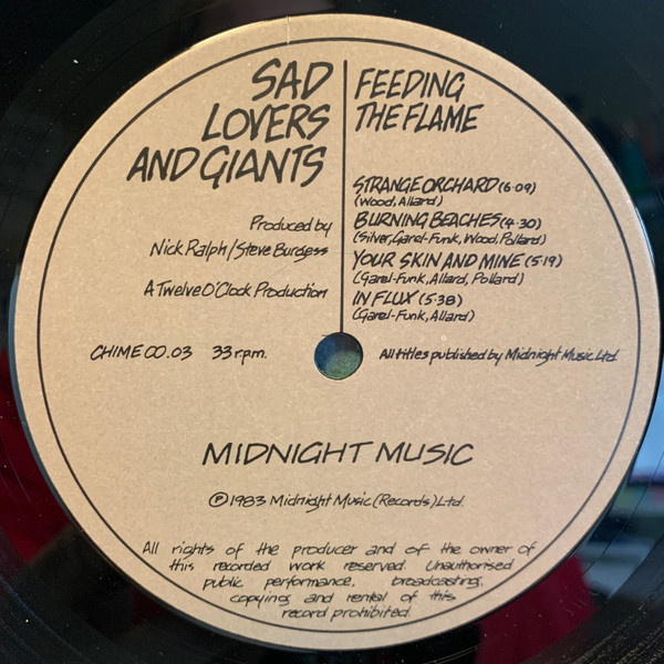 Cover zu Sad Lovers And Giants - Feeding The Flame | 1983 | Vinyl, LP, Album | Rock | UK