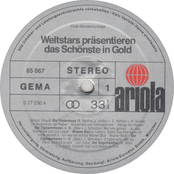 Cover zu Various - Weltstars Präsentieren Das Schönste In Gold | Vinyl | Classical | Germany
