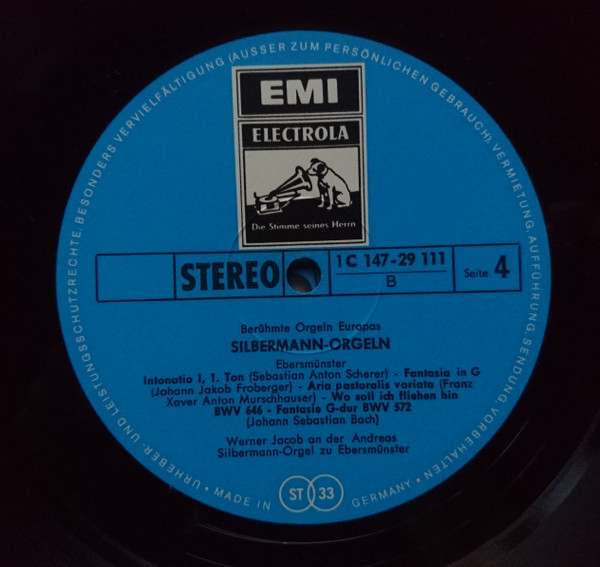 Cover zu Werner Jacob - Silbermann-Orgeln - Berühmte Orgeln Europas | Vinyl | Classical | Germany