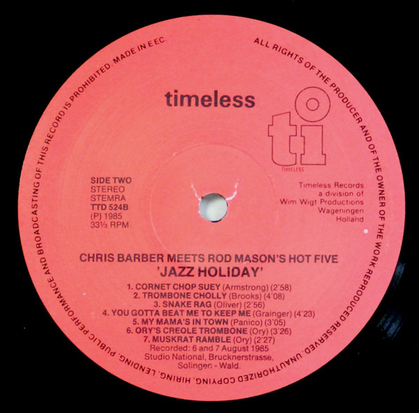 Cover zu Chris Barber, Rod Mason - Jazz Holiday | 1985 | Vinyl | Jazz | Netherlands