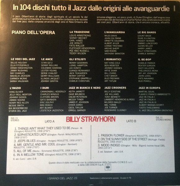 Cover zu Billy Strayhorn - Billy Strayhorn | 1981 | Vinyl | Jazz | Italy