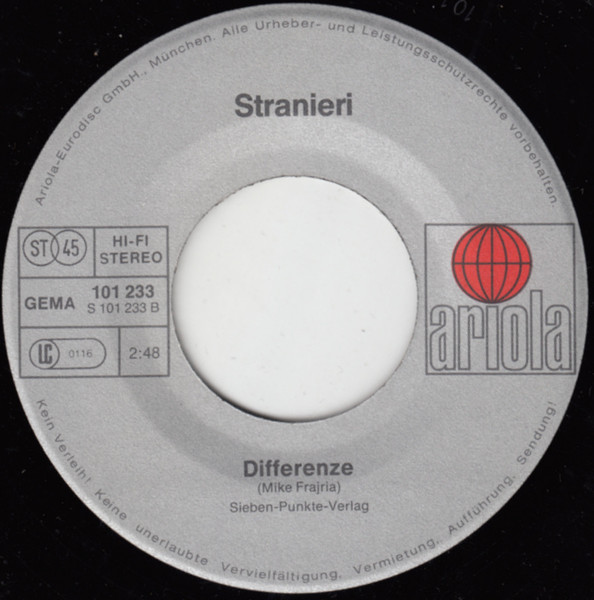 Cover zu Stranieri - Straniero | 1980 | Vinyl, 7