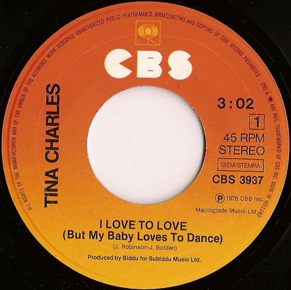 Cover zu Tina Charles - I Love To Love | 1976 | Vinyl, 7