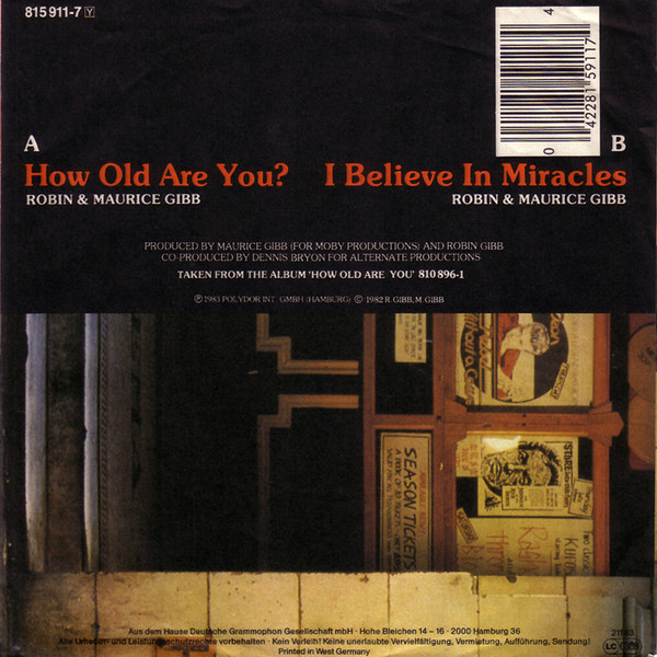 Cover zu Robin Gibb - How Old Are You? | 1983 | Vinyl | Pop | Germany Schallplatten Ankauf