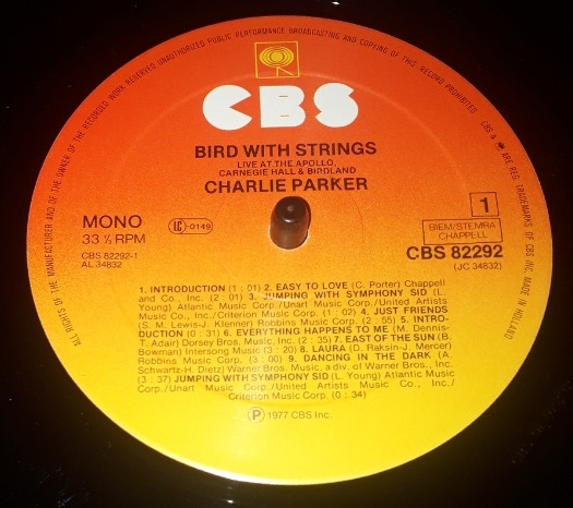 Cover zu Charlie Parker - Bird With Strings (Live At The Apollo, Carnegie Hall & Birdland) | 1977 | Vinyl | Jazz | Europe Schallplatten Ankauf