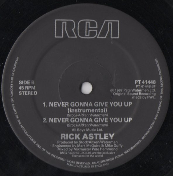 Cover zu Rick Astley - Never Gonna Give You Up | 1987 | Vinyl | Electronic, Pop | UK