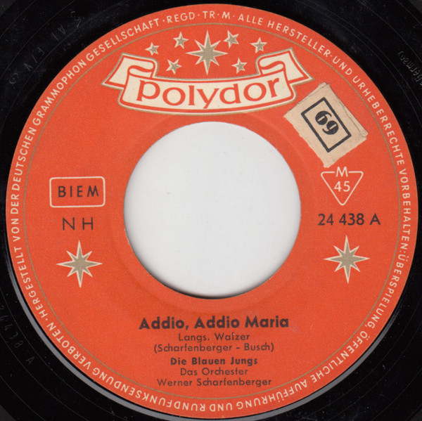 Cover zu Die Blauen Jungs - Addio, Addio Maria | 1961 | Vinyl | Pop | Germany