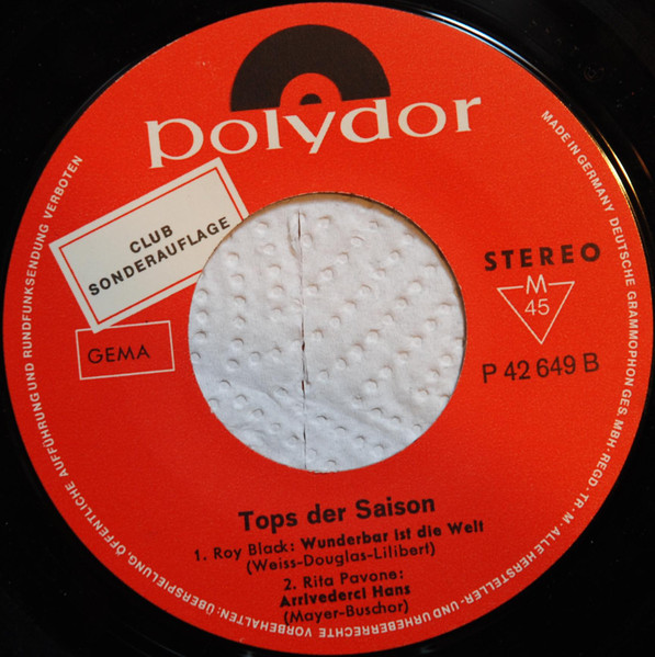 Cover zu Various - Tops Der Saison | 1968 | Vinyl, 7