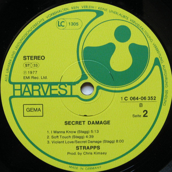 Cover zu Strapps - Secret Damage | 1977 | Vinyl, LP, Album | Rock | Germany