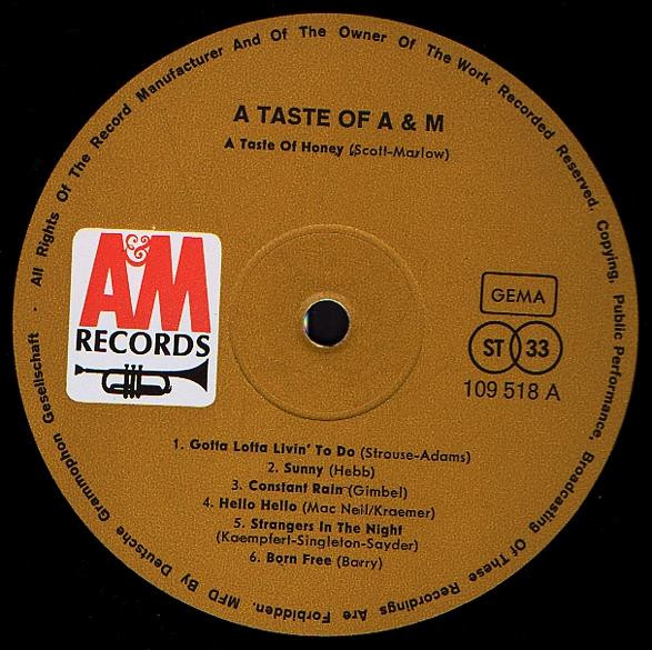 Cover zu Various - A Taste Of A&M Records | 1967 | Vinyl | Jazz, Latin | Germany