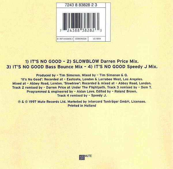 Cover zu Depeche Mode - It's No Good | 1997 | Vinyl | Electronic | Germany