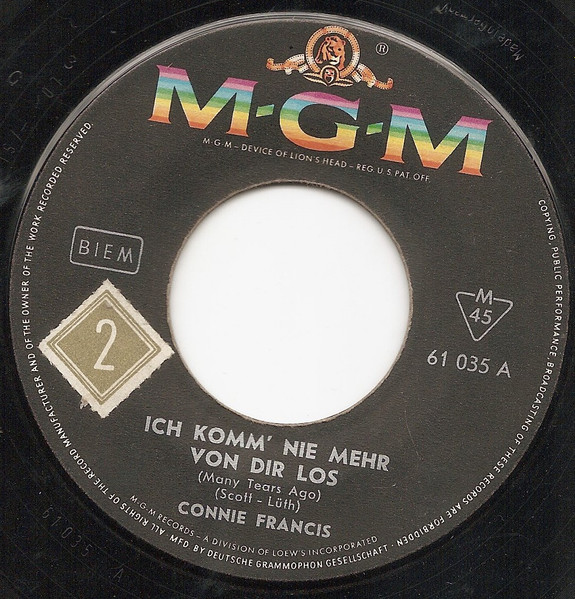 Cover zu Connie Francis - Ich Komm Nie Mehr Von Dir Los | 1960 | Vinyl | Pop | Germany Schallplatten Ankauf